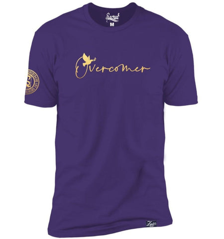 Original purple Overcomer gold crewneck T-shirt photograph