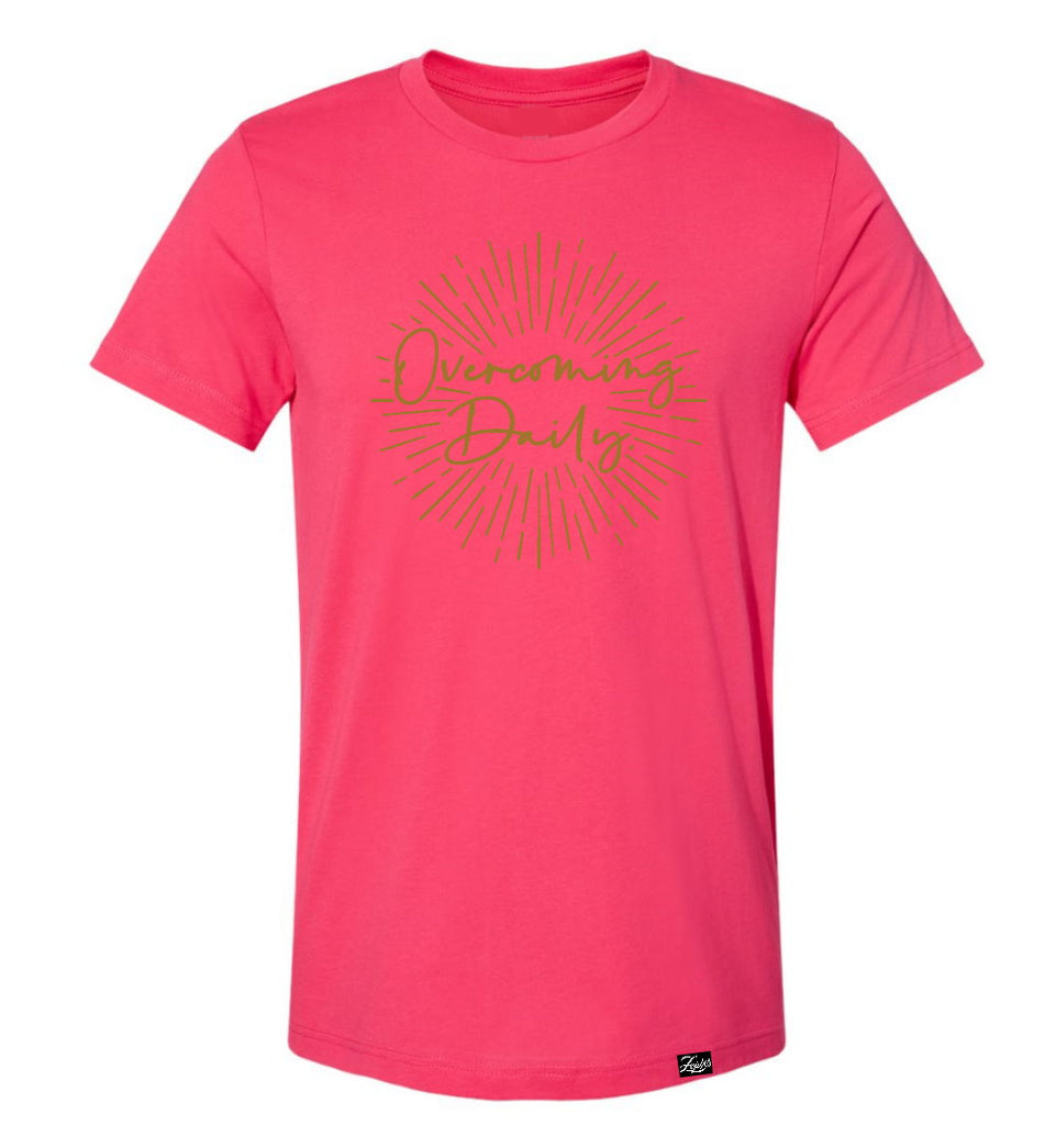 Overcoming Daily Tee | Fuchsia/Gold